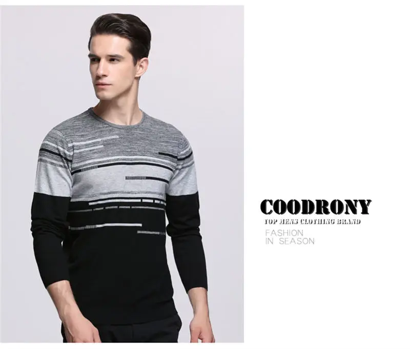 COODRONY мужской свитер, брендовая одежда, мужские свитера для, Осень-зима, повседневный пуловер с круглым вырезом, кашемировый шерстяной пуловер для мужчин 229