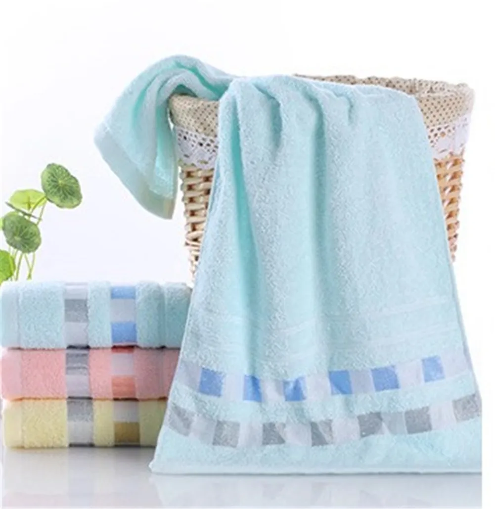 Синий Cotton Plaid Printed Bath Towel Beach Towel For Adults Fast Drying Soft 17 Colors Thick High Absorbent Antibacterial - Цвет: Синий