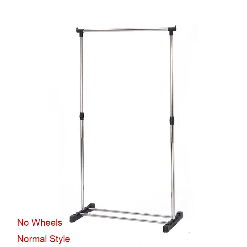 No Wheels- Normal Вешалка для одежды из нержавеющей стали простая сборка может быть удалена для спальни вешалка для одежды шкаф уличная сушилка для одежды мебель - Цвет: No Wheels- Normal