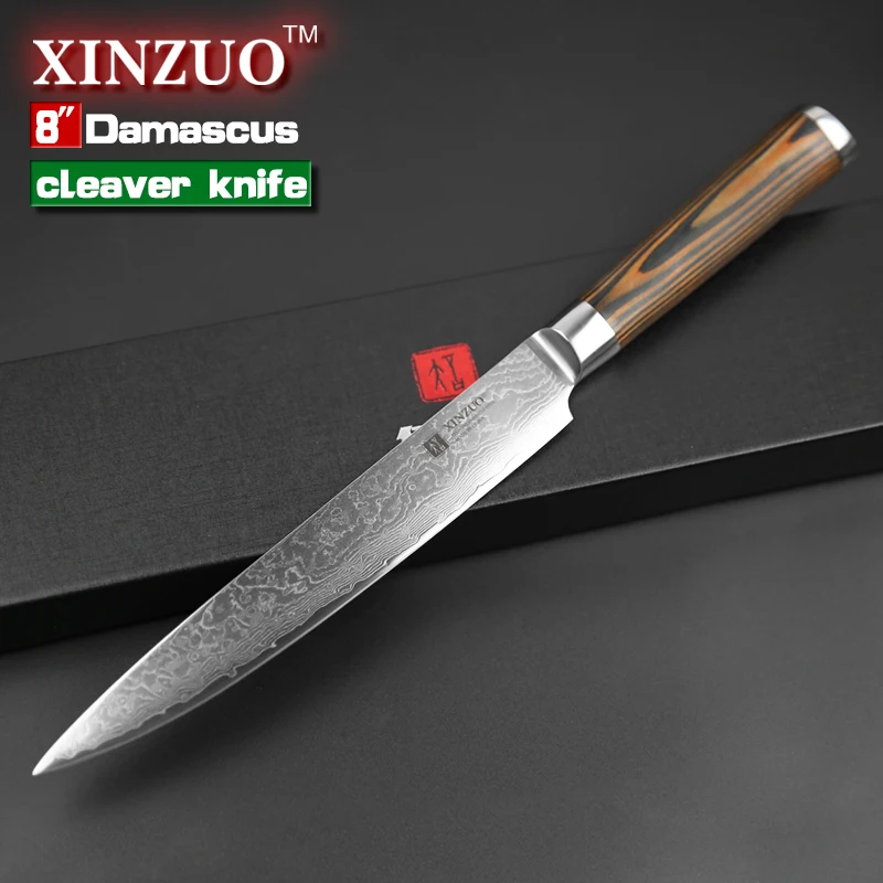 Нож Мясницкий XINZUO 8 дюймов японские кухонные ножи ручной работы 67 слоев дамасский