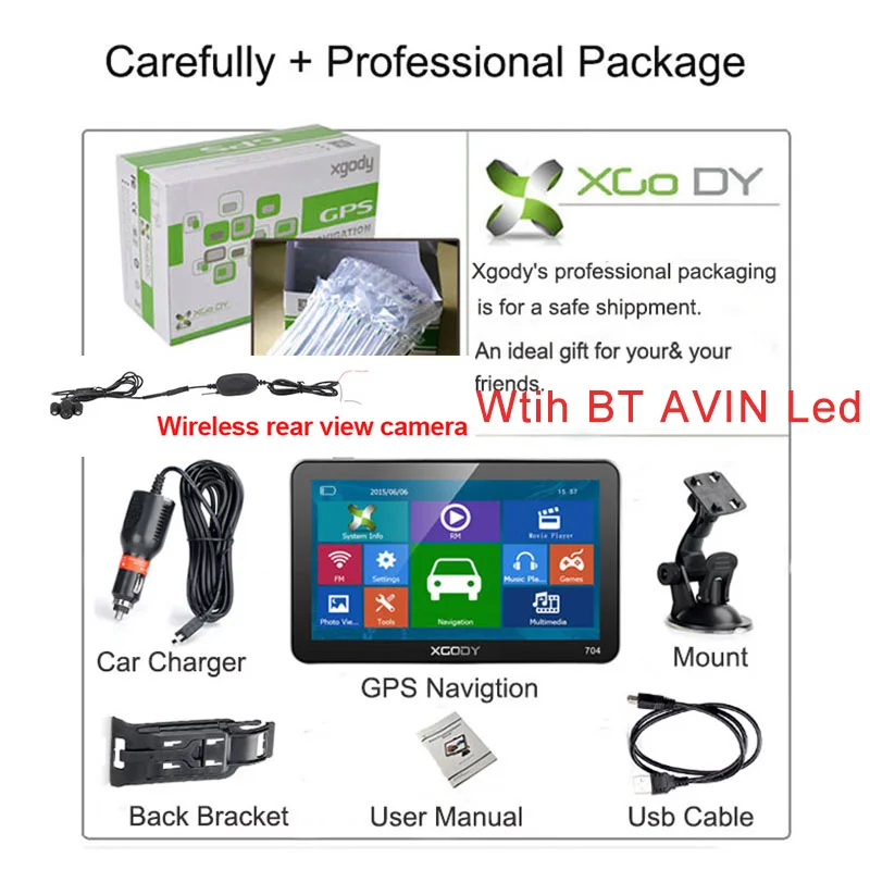 BT AVIN Wireless len XGODY 7 ''704 автомобильный грузовик gps навигация 128 МБ+ 8 Гб gps навигатор система SAT NAV Европа Австралия Карта Россия Навител бесплатно - Размер экрана, дюймов: BT AVIN Wireless len