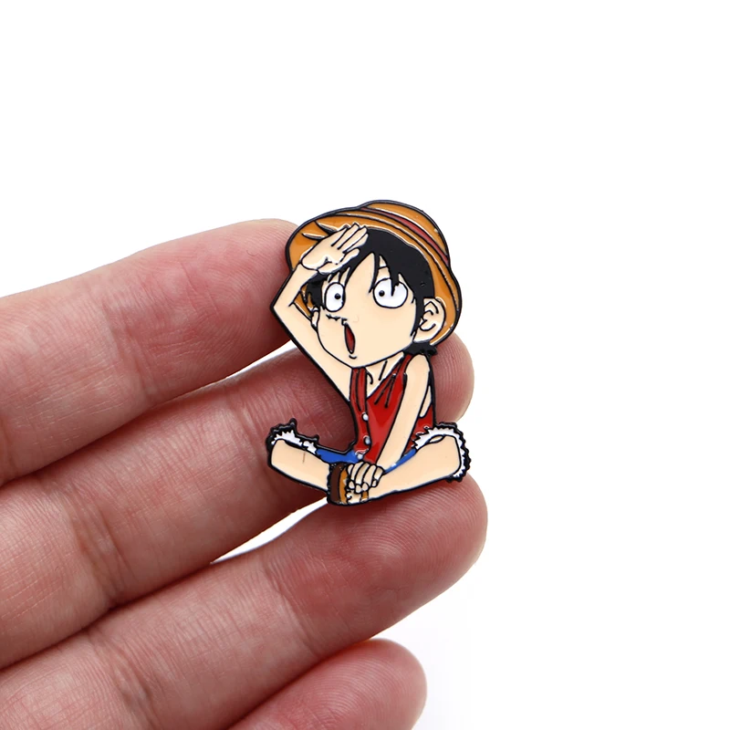 Мультяшная аниме броши Luffy эмалированная булавка для мальчиков лацкана