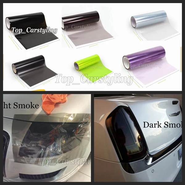 Виниловые фары 0.3x1 0 м/рулон разные цвета дымовые красные желтые синие тинт для