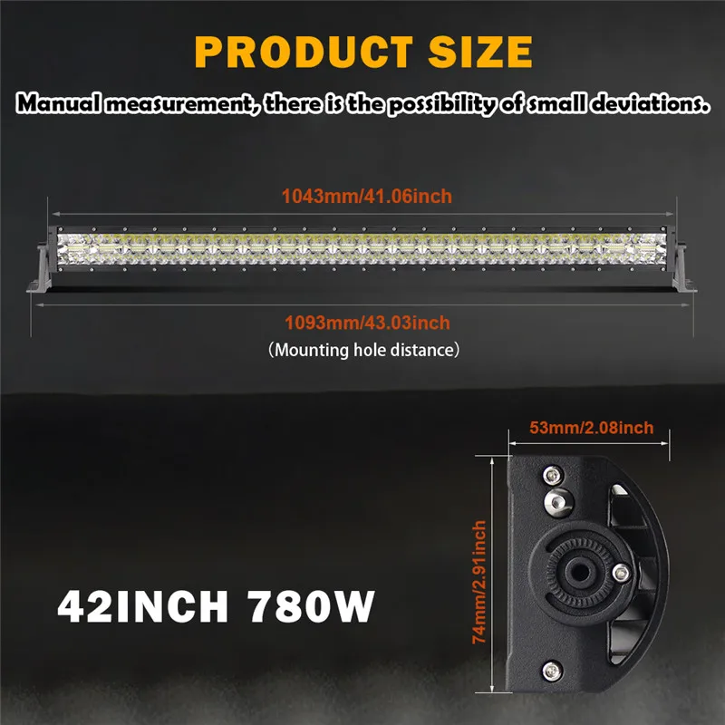 CO LIGHT 42 дюймов 3 ряда светодиодный свет 4x4 внедорожный бар 780 Вт супер яркий для 4WD