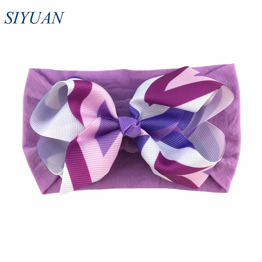 4 30pcs/lot Summer Style Soft Nylon Elastic Headband with 4.6 inch Grosgrain Ribbon Hair Bow Girl Hairband 35C Available HB089 - Цвет: 4