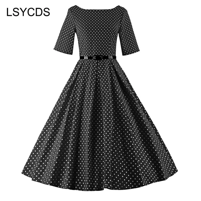 LSYCDS 2018 женские летние винтажные рокабилли черные синие Красные Белые Одри