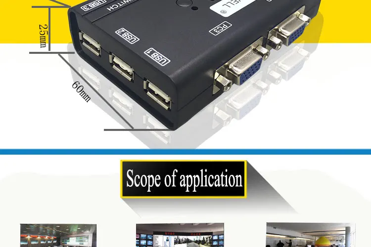 IT-well 4 порта KVM переключатель управления 4 ПК Хост 1 Набор USB клавиатура мышь и VGA монитор мульти ПК управление оригинальным кабелем