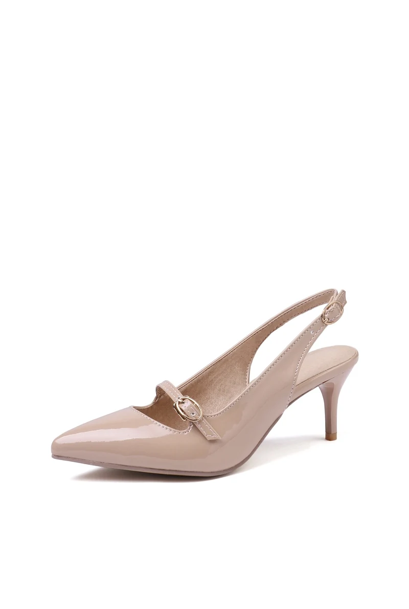 apricot MORAZORA/Большие размеры 34–48 Модные женские туфли-лодочки модные брендовые черные женские туфли, высокий каблук, пряжка Обувь на высоком каблуке Мэри Джейн летние женские модельные туфли - Цвет: apricot