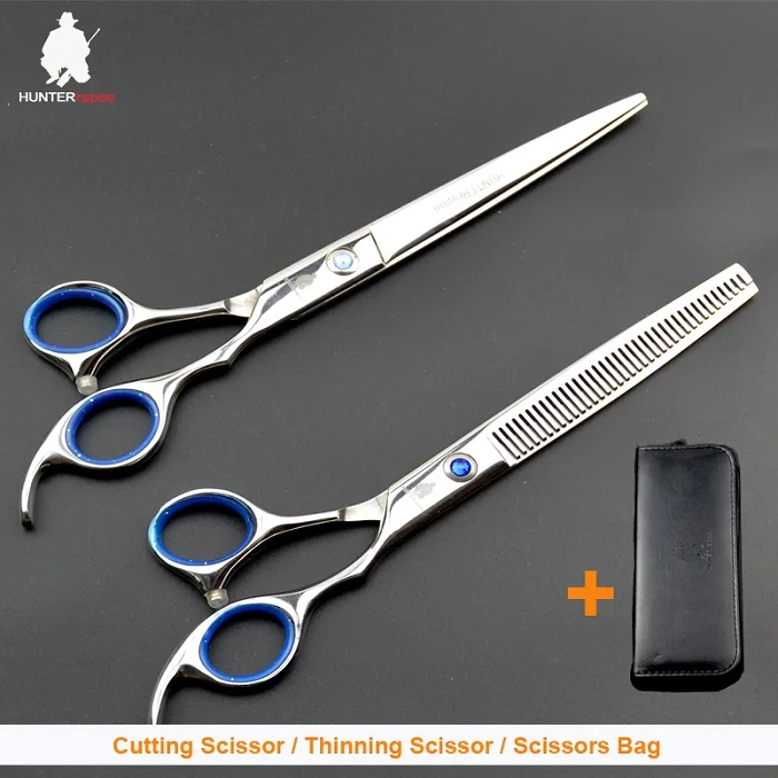 scissors with bag 30% Off HT9138 7 дюймов Pet Уход за лошадьми ножницы для собак и кошек стрижка истончение изогнутые ножницы для домашних животных, ножницы для стрижки волос - Цвет: scissors with bag