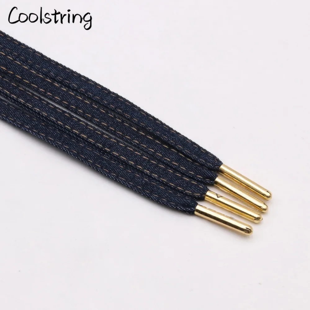 3102 Dark Blue Coolstring 8 мм Премиум плоские джинсовые шнурки металлические Aglet классические шнурки подгонять ваши ноги синий черный шнурки для кроссовок - Цвет: 3102 Dark Blue