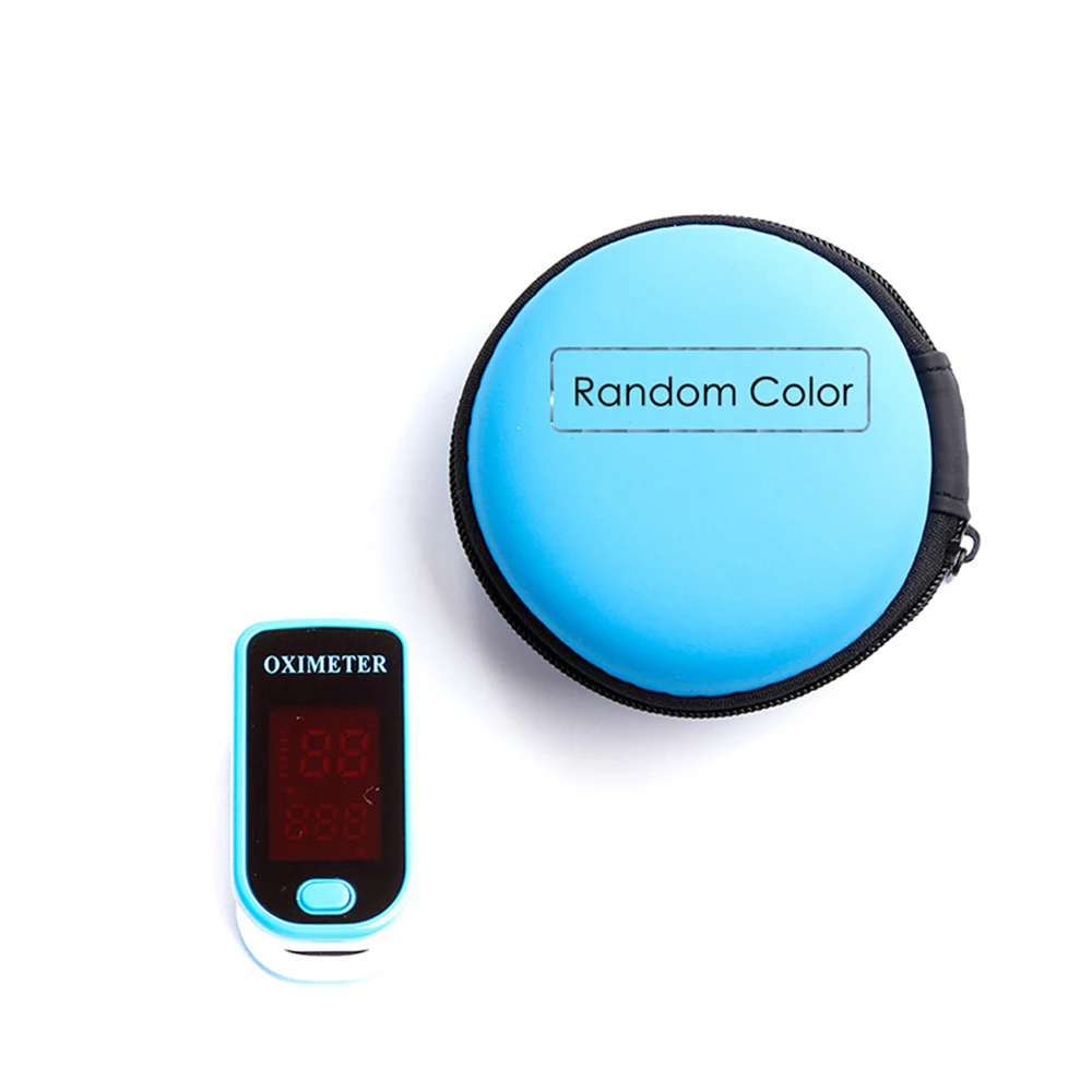 round case blue Портативный цифровой Пальчиковый Пульсоксиметр dedo saturometro с Чехол-пульсоксиметром lcd Oximetro de pulso de Heartrate Monitor - Цвет: round case blue