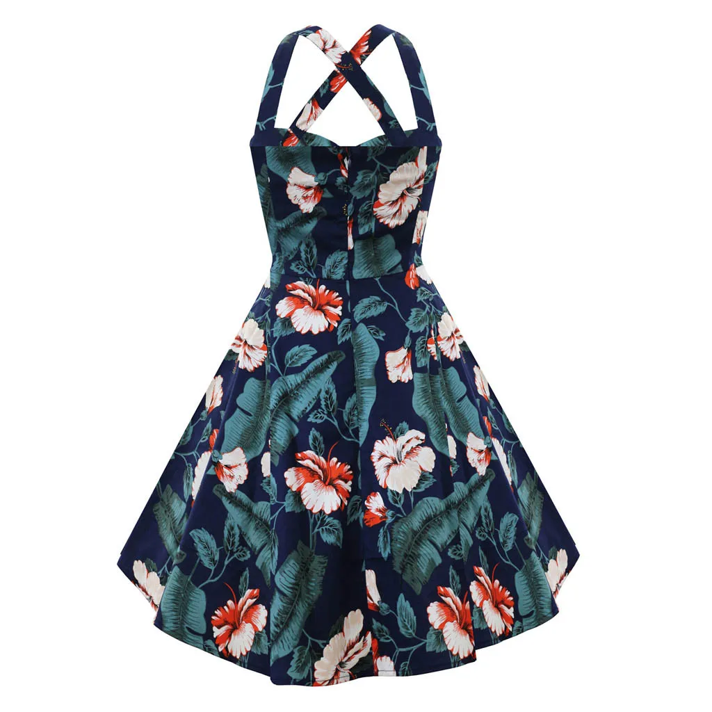 Женское платье с цветочным принтом и открытыми плечами JAYCOSIN винтажное в стиле