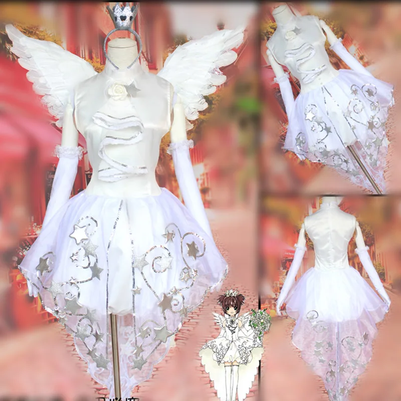 Zhomecos аниме Cardcaptor Сакура косплей костюм Kinomoto белое свадебное платье WFull комплект |