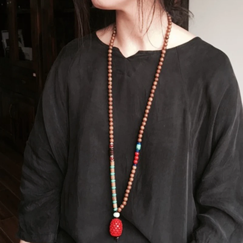 Женское Винтажное колье с подвеской Johnature праздничное ожерелье деревянными