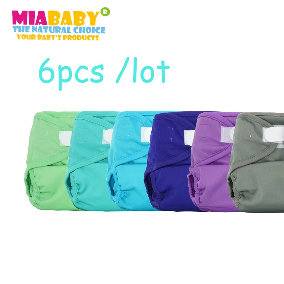 Miababy/6 шт./партия, Многоразовые подгузник из однотонной ткани, детские подгузники, детские пеленки унисекс, подходят для детей 4-24 месяцев или 5-15 кг