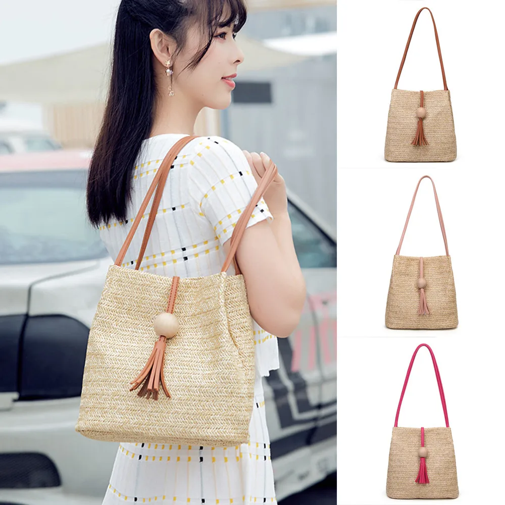 Для женщин Мода высокого Ёмкость ткань деревянные бусы Ленточки плечо