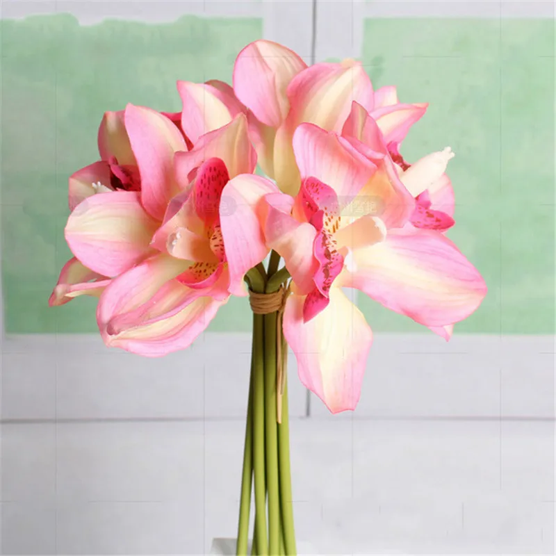 

NEW Real Touch Latex Orchid Artificial Orchid Silk Flowers Bridal Bouquet Party Wedding Festival Decorative Flower