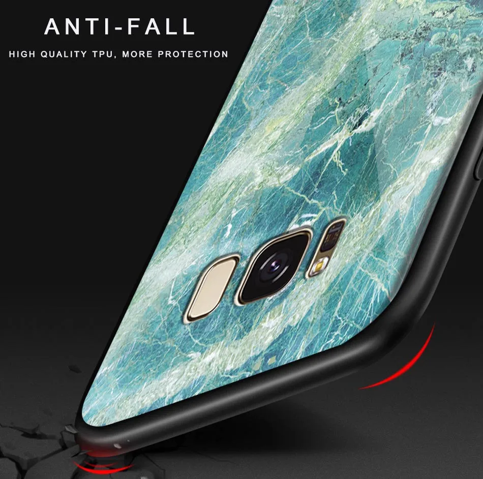 Закаленное Стекло чехол для samsung Galaxy S9 плюс с космическим звездным принтом