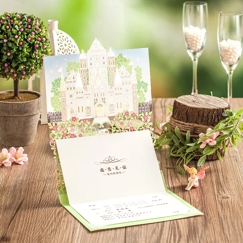 Лазерная Резка 3D Зеленый Цвет Свадебного дерева дизайн День Свадьбы