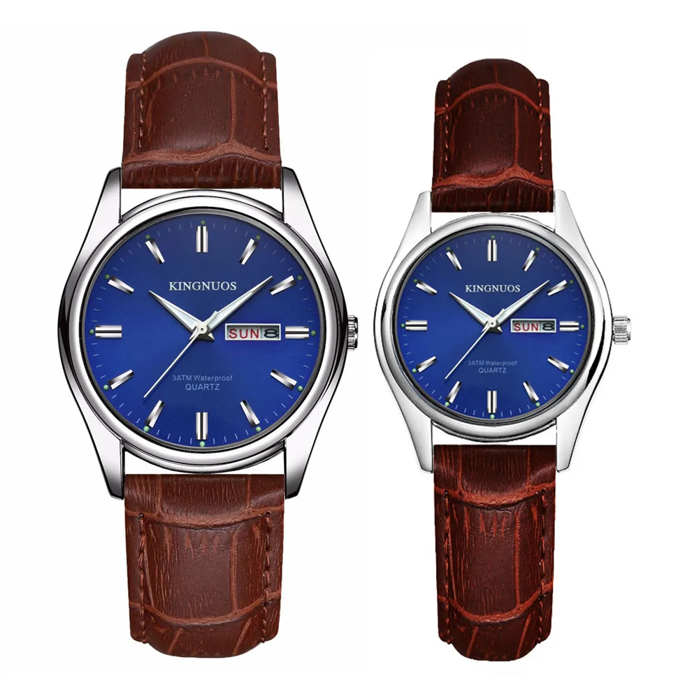 Brown Blue Парные часы модные Стальные кварцевые наручные часы для мужчин и женщин часы Erkek Kol Saati часы Duobus мстительные часы для влюбленных - Цвет: Brown Blue