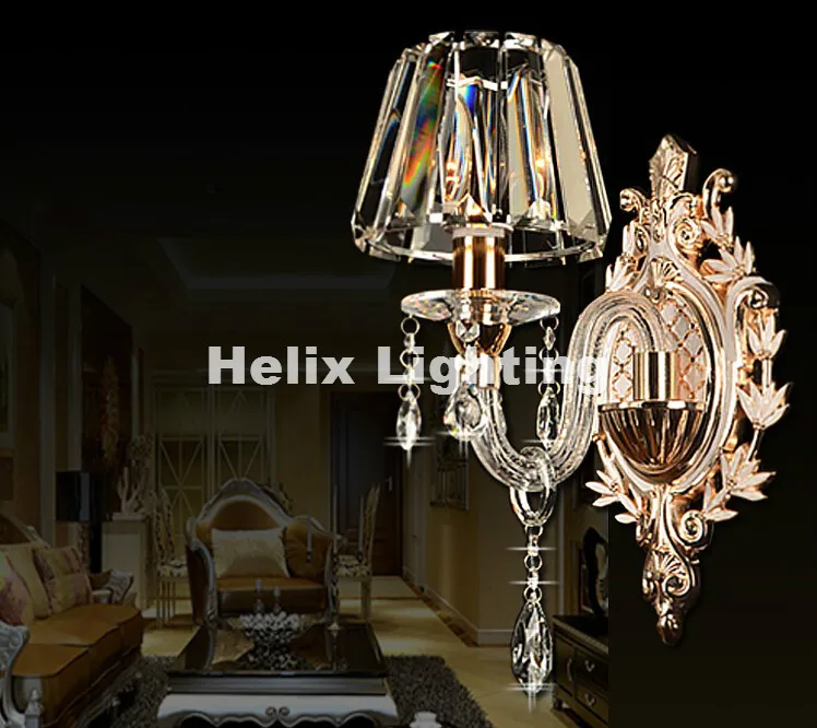 

Modern Clear 1 Arm and 2 ArmsCrystal Bedroom Wall Lamp Crystal Sconce with 100% K9 Crystal Wall Lamp AC 100% Guaranteed