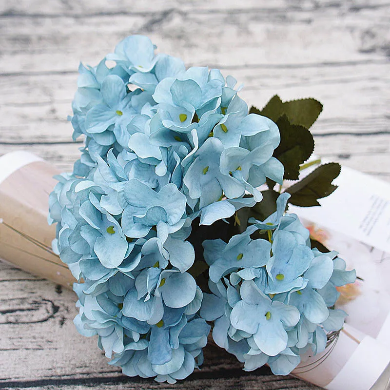 blue 6 головок/1 набор, искусственный цветок из пластика, рождественские украшения для дома, аксессуары для свадьбы, шелковая Гортензия, сделай сам, картина, искусственный цветок - Цвет: blue