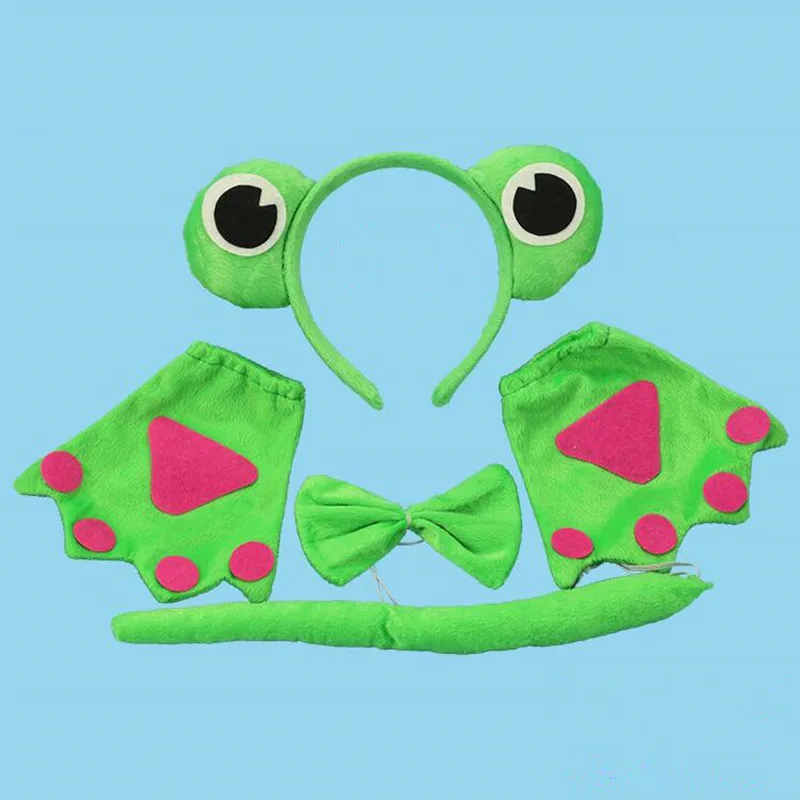 Детский зеленый ободок лягушка для мальчиков и девочек перчатки когти с хвостом