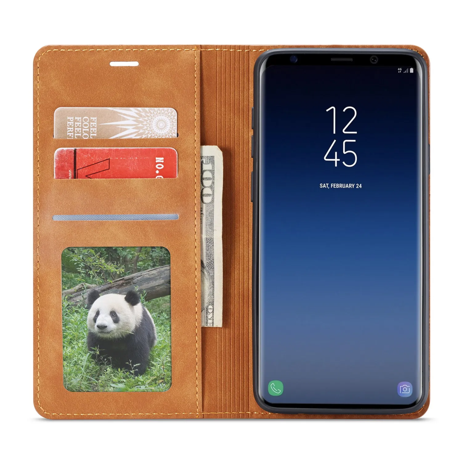 Роскошный кожаный бумажник чехол для samsung S8 S9 плюс Слот магнитных карт флип