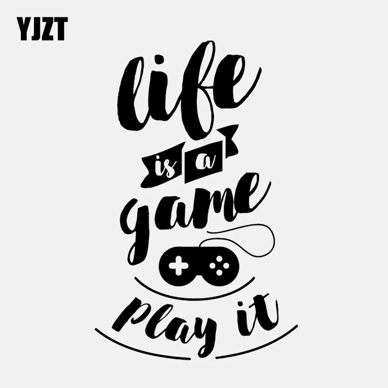 

YJZT, 9,7 см * 15,1 см, модная жизнь-игра, играйте в нее, наклейка, виниловая, черная/серебряная, автомобильная наклейка