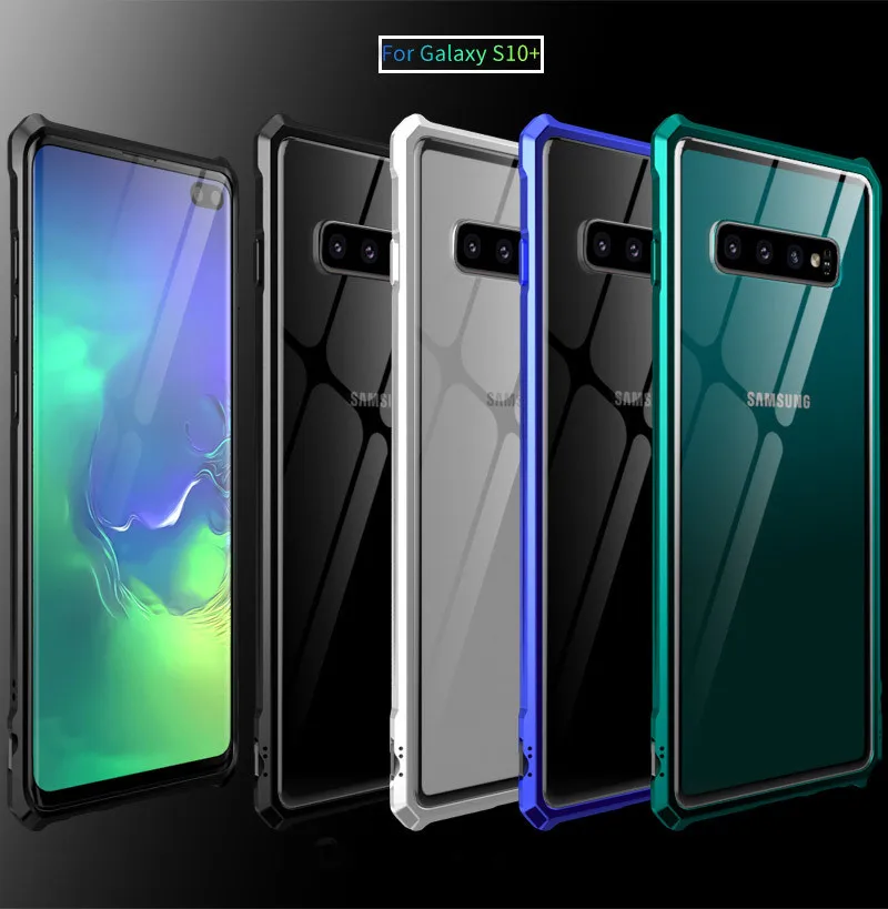 Роскошный металлический бампер защитный чехол для Samsung Galaxy S10 Plus стеклянная