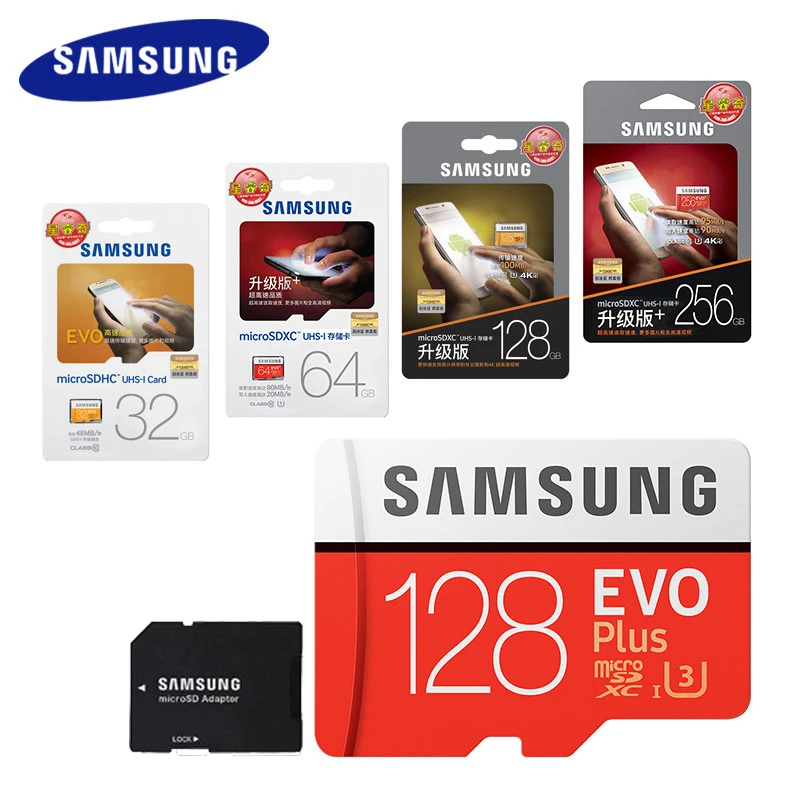 SAMSUNG Micro SD карты 128 ГБ 32 64 256 100 МБ/с. памяти Class10 U3 Flash TF карта MicroSD для телефона с мини