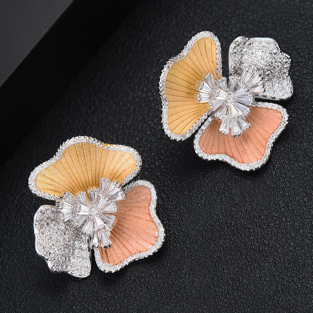 Женские серьги-пусеты GODKI свадебные с кубическим Цирконом и цветами из Дубаи 2019 |