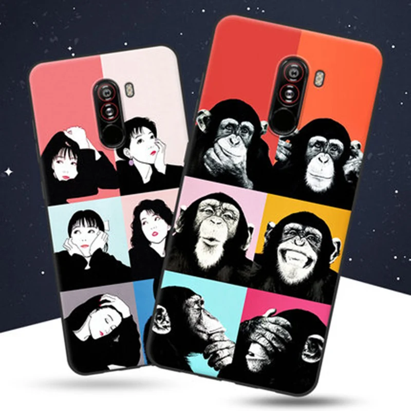 

2PCS For Xiaomi Pocophone F1 Case cartoon painting Silicone soft Back Cover For Xiaomi Pocophone F1 F 1 Global Version FI cases