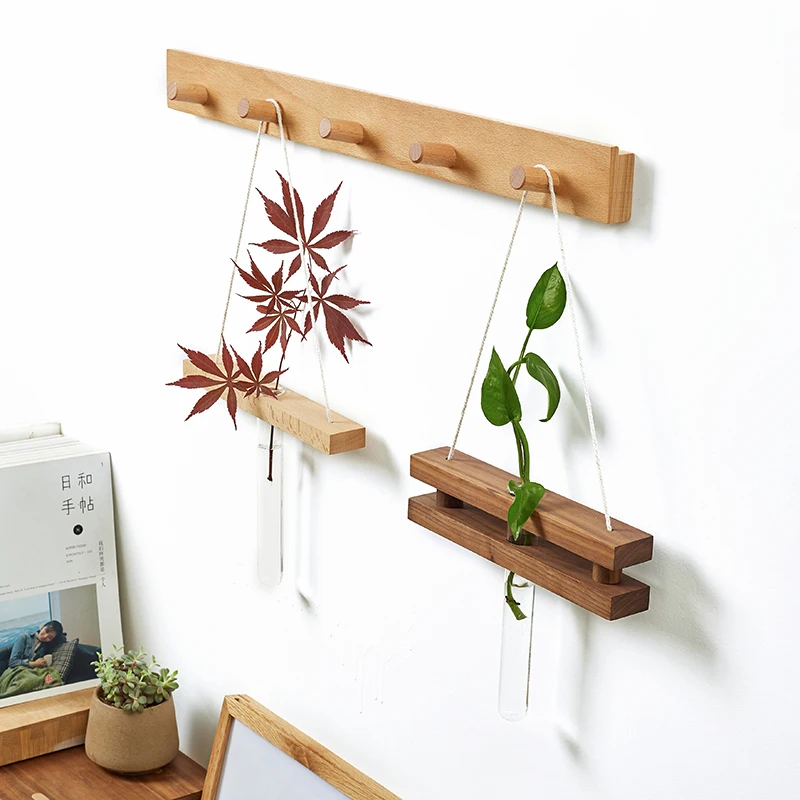 Северное растение стеклянная ваза настенная деревянная для украшения интерьера