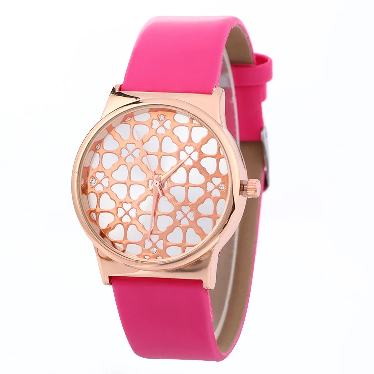 100 шт./лот 918099 Новое поступление Розовое золото модные кожаные часы с цветочным