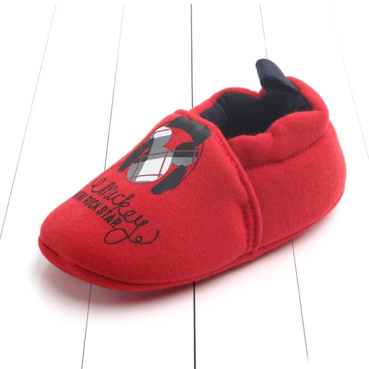 Red Mickey Детская обувь девочек мальчиков первые ходунки новорожденных тапочки для маленьких девочек пинетки 0-18 м - Цвет: Red Mickey