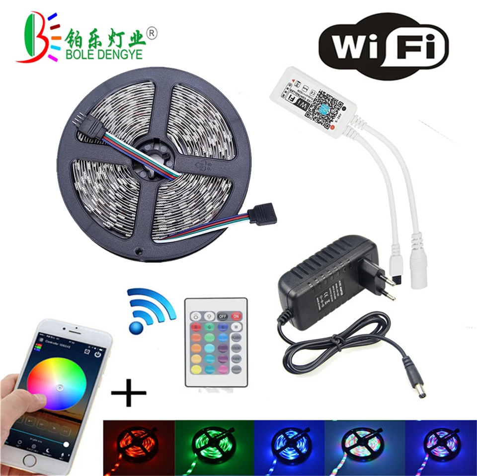 5 м 2835 RGB WIFI светодиодный светильник водонепроницаемая 10 15 Светодиодная лента с