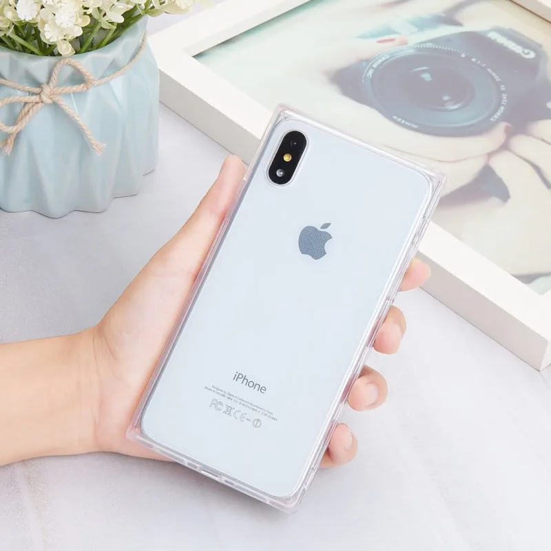 Модный Квадратный Дизайн Ударопрочный Мягкий чехол из ТПУ для iPhone X XS Max XR 5 5S SE 6 Plus