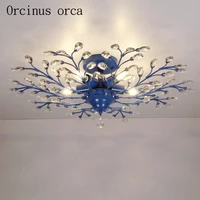 mediterranean blue crystal ceiling light living room bedroom children room creative simple modern branch crystal lamp