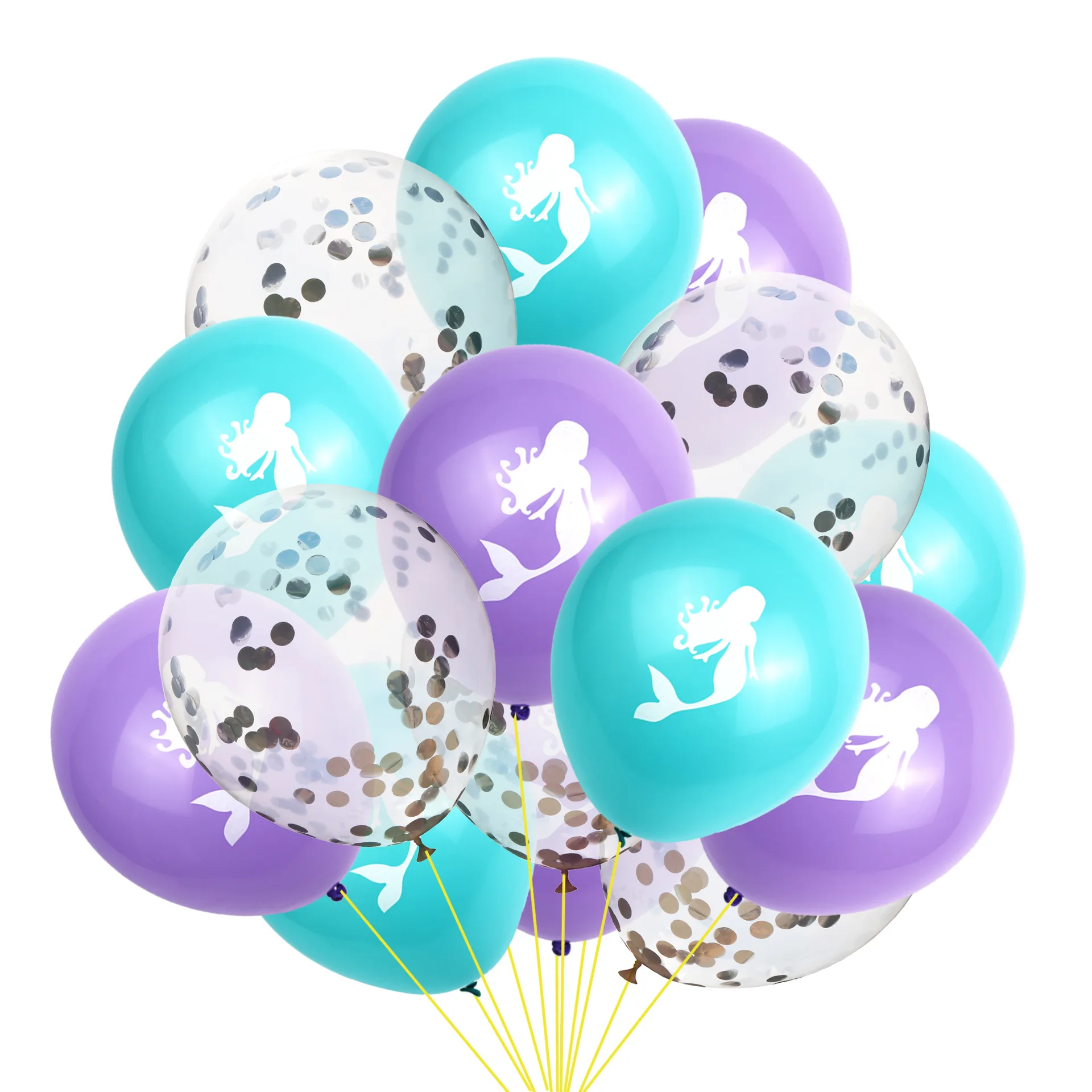 15 ⑤ упак. толстые латексные милые воздушные шары русалки прозрачные блестки