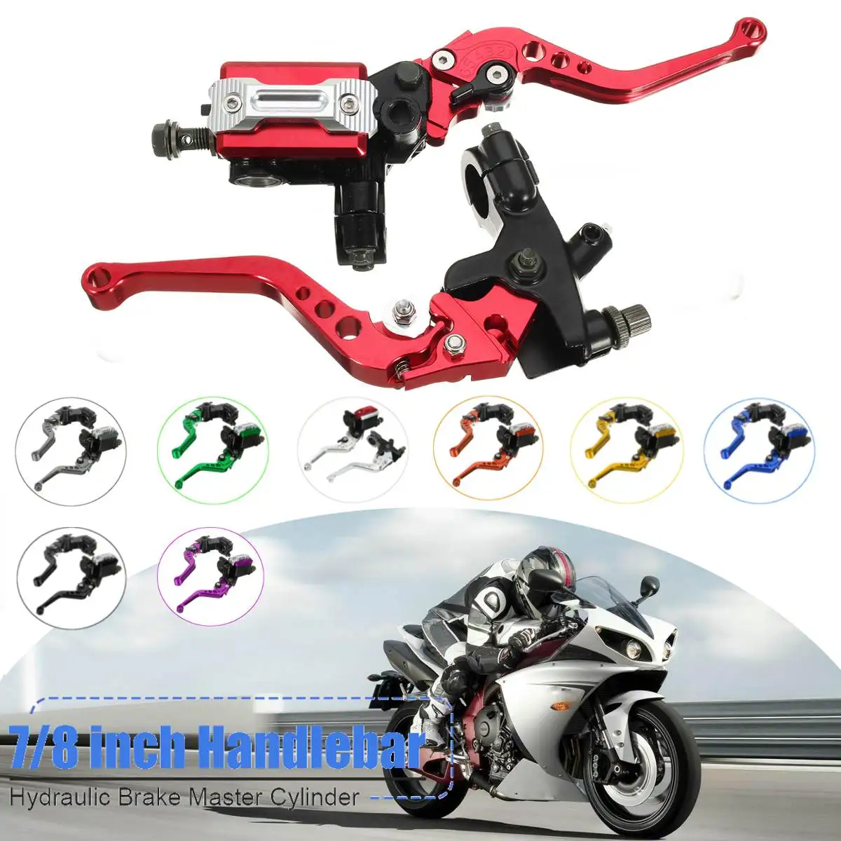 

Motorcycle 7/8 CNC Front Brake Hydraulic Clutch Master Cylinder Lever Set Reservoir