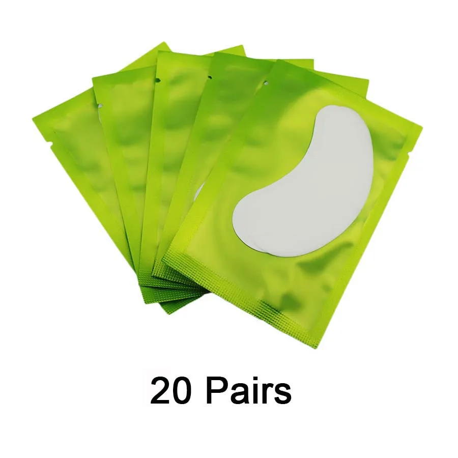 20pairs Green 10/20 Париж подушечки для наращивания ресниц коллагеновые гелевые подушечки для наращивания ресниц без ворса под накладки для наращивания ресниц - Цвет: 20pairs Green