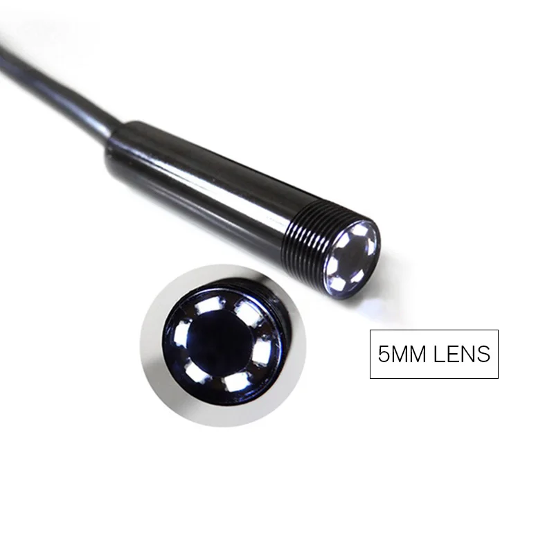 Эндоскоп для Android 1 м 5 2 3 10 жесткий провод мм объектив 6LED OTG micro USB змея камера