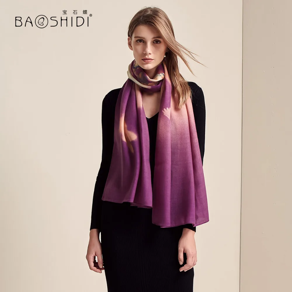 

[BAOSHIDI]2018 Fashionable designer lana scarf, 100% wool long scarf women, Elegant warm shawl lady, Female winter soft bandana