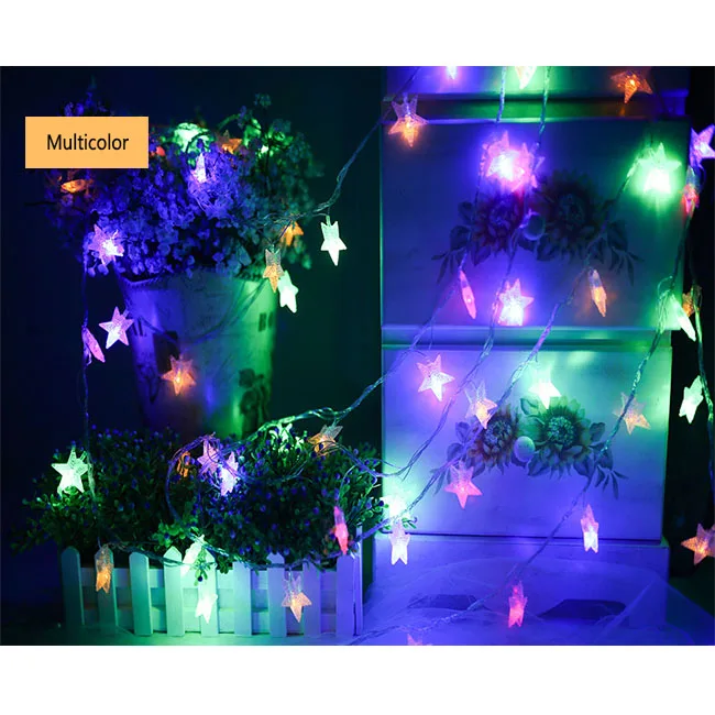 3M LED Star String Lights Christmas Holiday Decoration Star Fairy Light AA Battery Operated 20leds Festoon Light Chain SL057 - Испускаемый цвет: 3M-20LED-Colorful