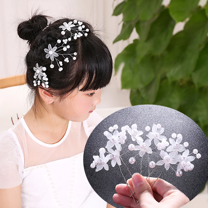 3 шт./компл. женские цветы фестиваль девушка зажим для волос с жемчугом кристалл