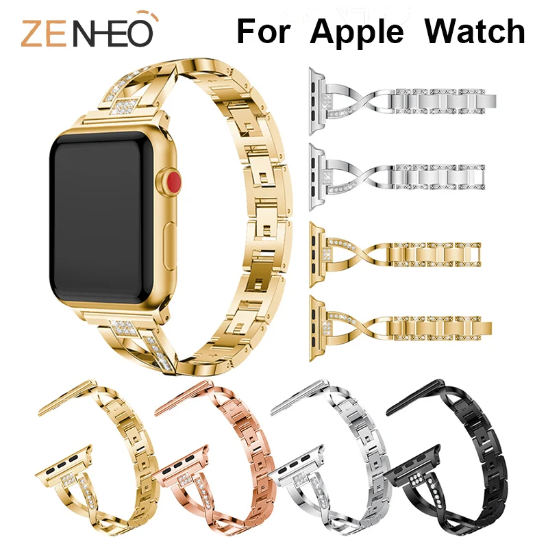 Металлический ремешок Женский браслет для Apple Watch band 40 мм 44 мм 38 мм 42 мм страз для iWatch band series 4 3 2 1 Ремешок Браслет