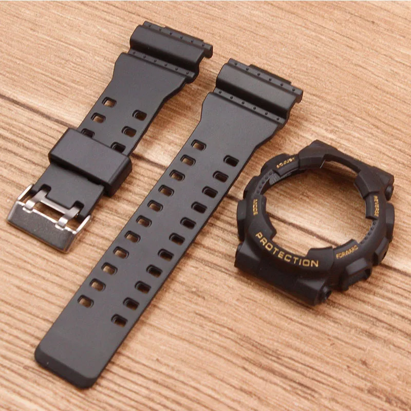 Silver Gold word Аксессуары для часов резиновый чехол для часов Casio GA-110 100 120 GD-100 120 мужской женский ремешок для часов - Цвет ремешка: Silver Gold word