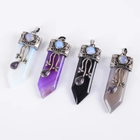 reiki natural gem stone sword pendants pendulums labradorite pink quartz lapis lazuli black obsidian tiger eye jewelry d115a