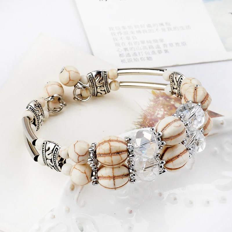 Jaasa новый дизайн бусины арбуз хрустальные ручная шарик шарм белые браслеты для